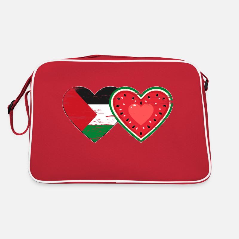 Palestine pastèque drapeau coeur utilisé Sac Retro