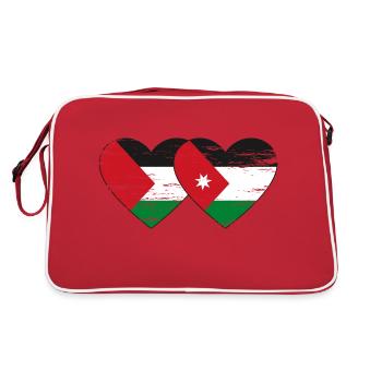 Palestine Jordan flag heart used - Retro Bag - red/white - Back