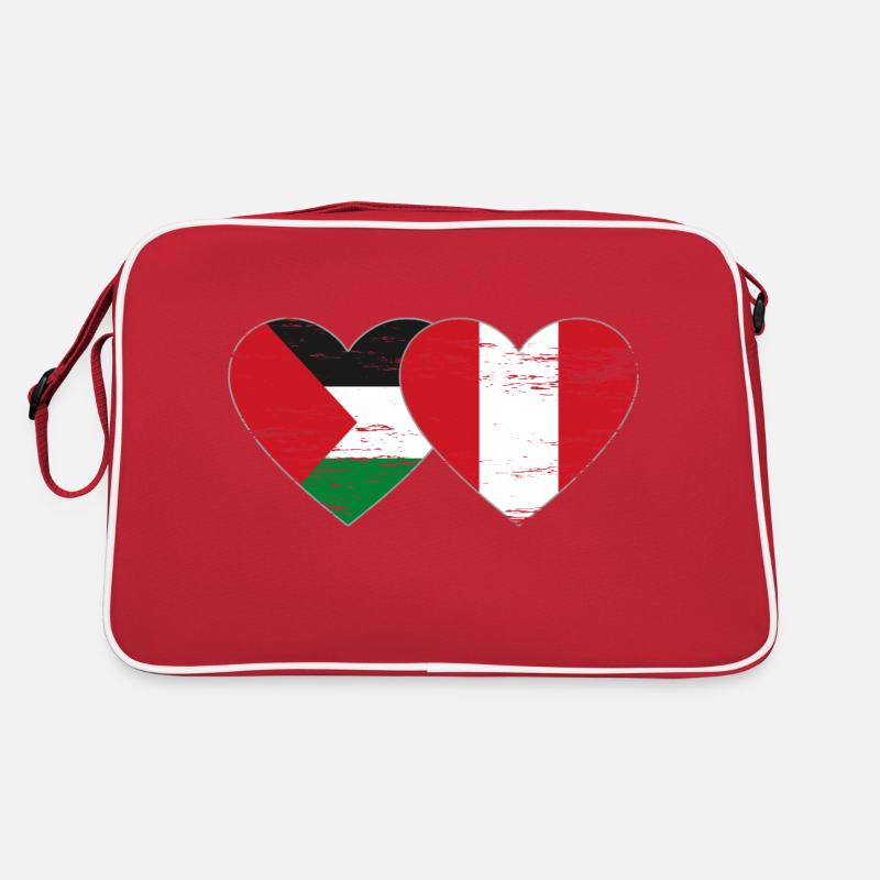 Palästina Peru Flagge Herz used Retro Tasche