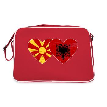 Macédoine Albanie drapeau coeur utilisé - Sac Retro - rouge/blanc - Dos