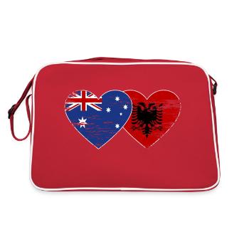 Australie Albanie drapeau coeur utilisé - Sac Retro - rouge/blanc - Dos