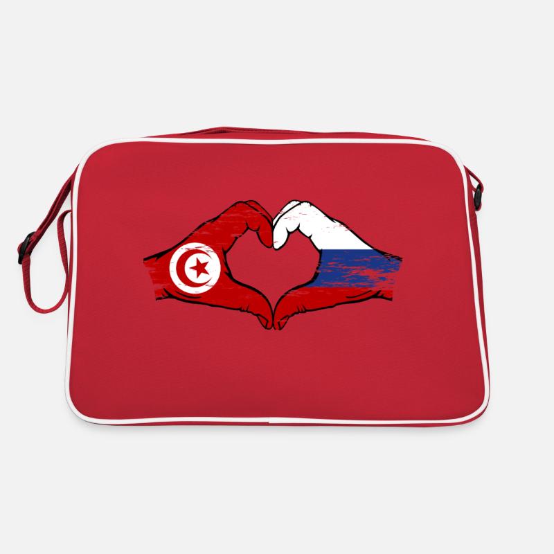 Tunisie Russie Drapeau Mains Coeur Forme Utilisé Sac Retro