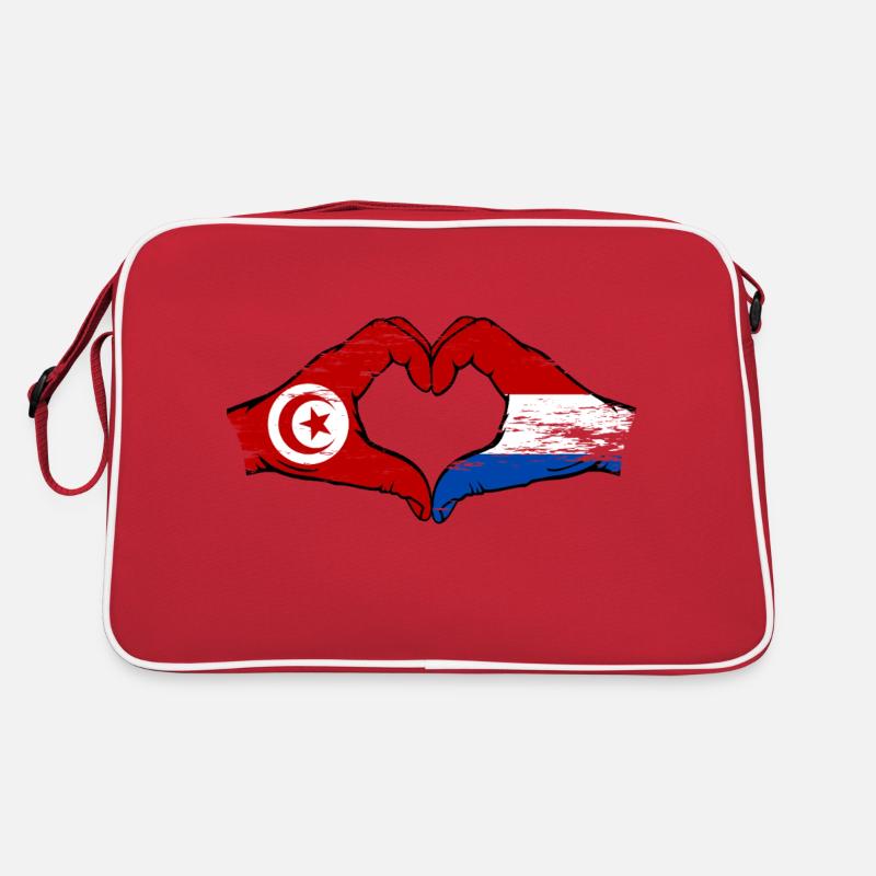 Tunisie Hollande Drapeau Mains Coeur Forme Utilisé Sac Retro