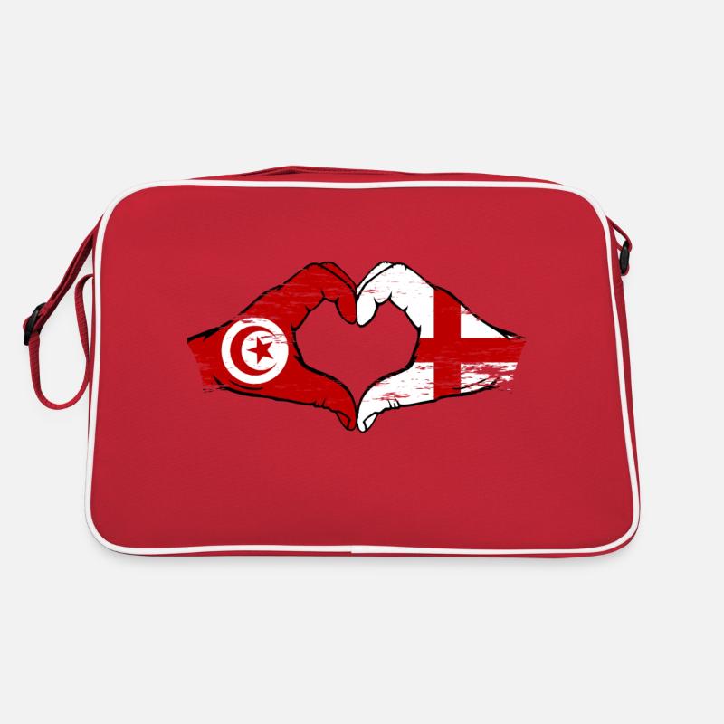 Tunisie Angleterre drapeau mains forme coeur utilisé Sac Retro