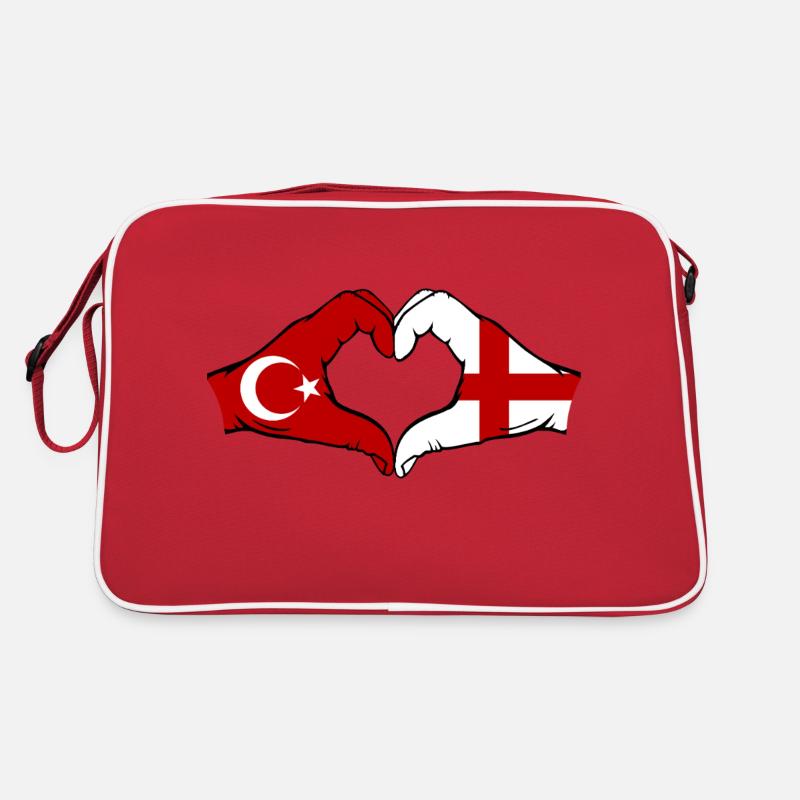 Turquie Angleterre Drapeau Mains Coeur Forme Sac Retro