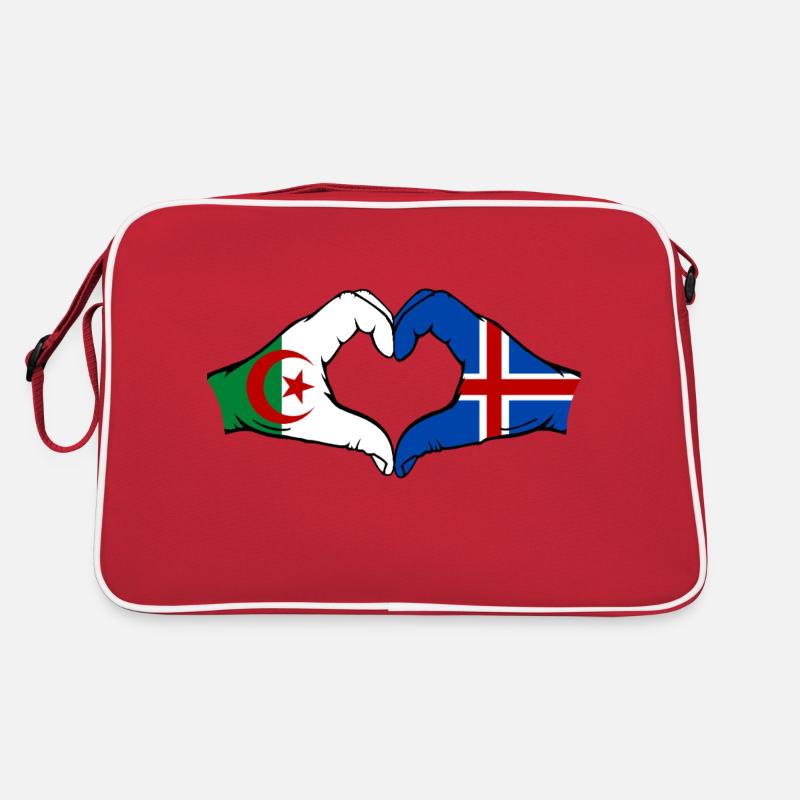 Algérie Islande Drapeau Mains Coeur Forme Sac Retro