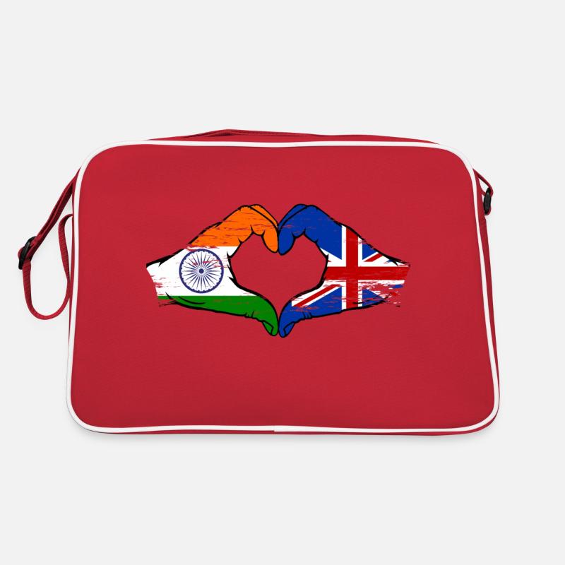 Inde Grande-Bretagne drapeau mains coeur forme utilisé Sac Retro