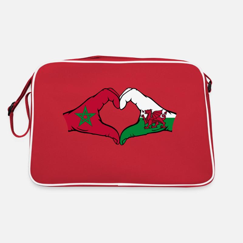 Morocco Wales Flag Hands Heart Shape Retro Bag