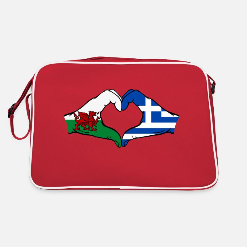 Wales Greece Flag Hands Heart Shape Retro Bag