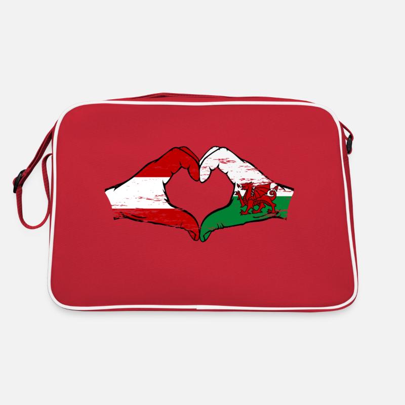 Autriche Pays de Galles drapeau mains forme coeur utilisé Sac Retro