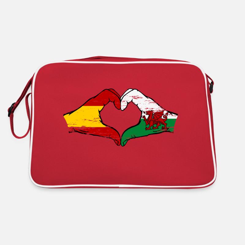 Espagne Drapeau Pays de Galles mains forme coeur utilisé Sac Retro