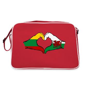 Lituanie Pays de Galles Drapeau Mains Coeur Forme - Sac Retro - rouge/blanc - Dos