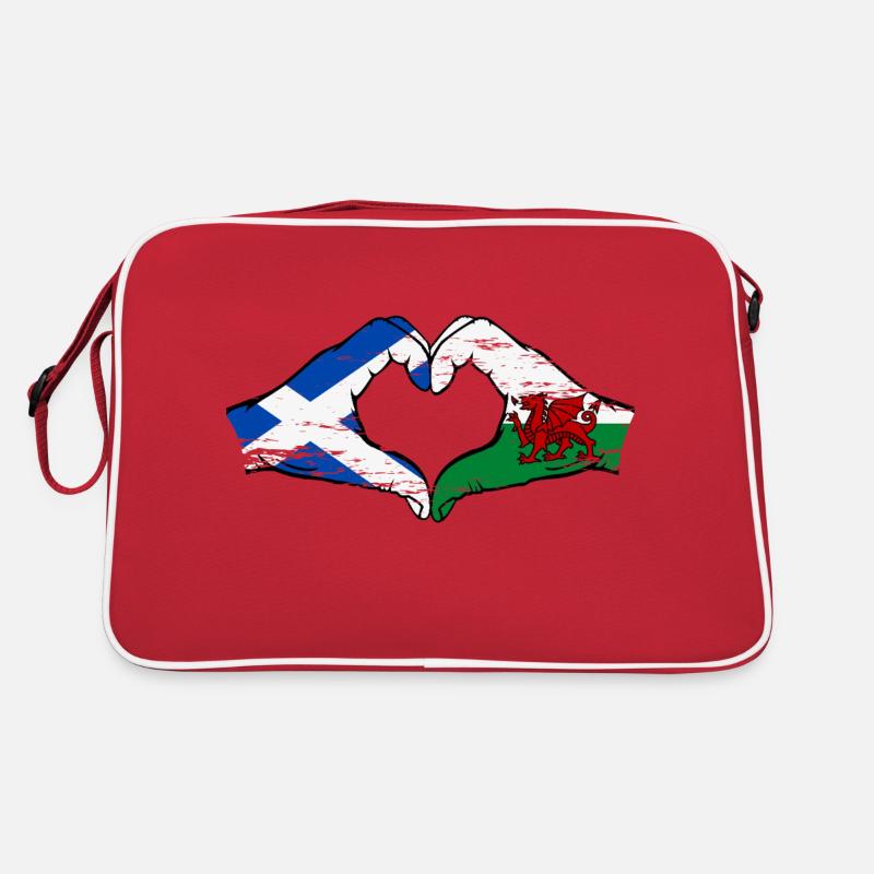 Ecosse Pays de Galles Drapeau Mains Coeur Forme Utilisé Sac Retro