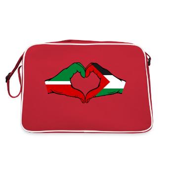 Tatarstan Palestine Drapeau Mains Coeur Forme - Sac Retro - rouge/blanc - Dos