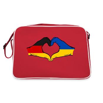 Germany Ukraine Flag Hands Heart Shape - Retro Bag - red/white - Back