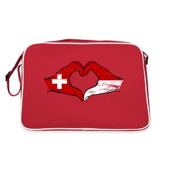Switzerland Monaco Flag Hands Heart Shape Used - Retro Bag - red/white - Back