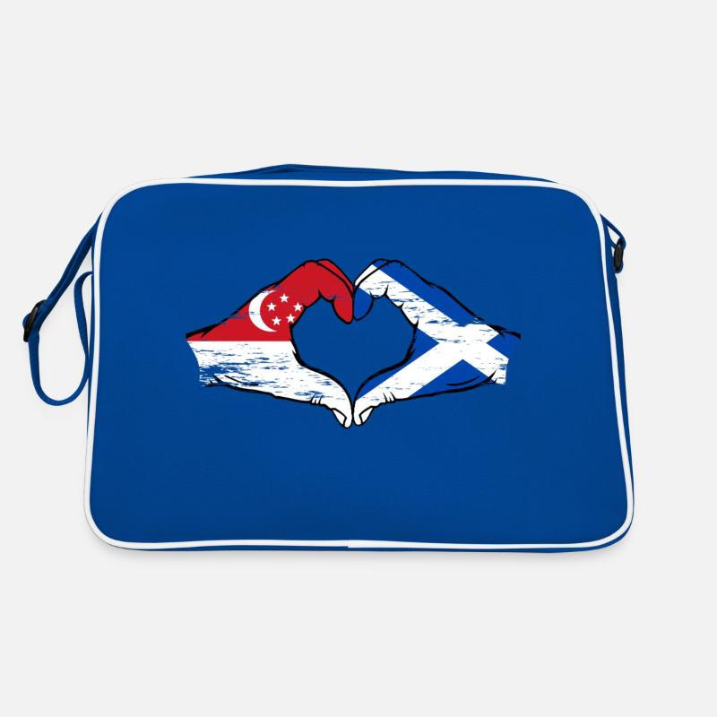 Singapour Drapeau de l’Écosse mains forme de coeur utilisé Sac Retro