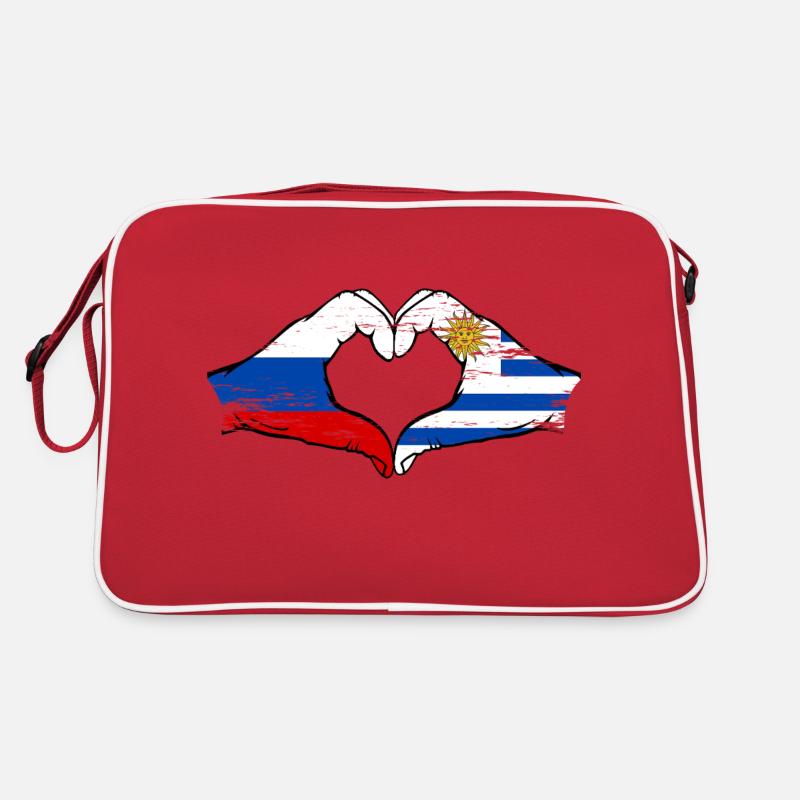 Russie Uruguay Drapeau Mains Coeur Forme Utilisé Sac Retro