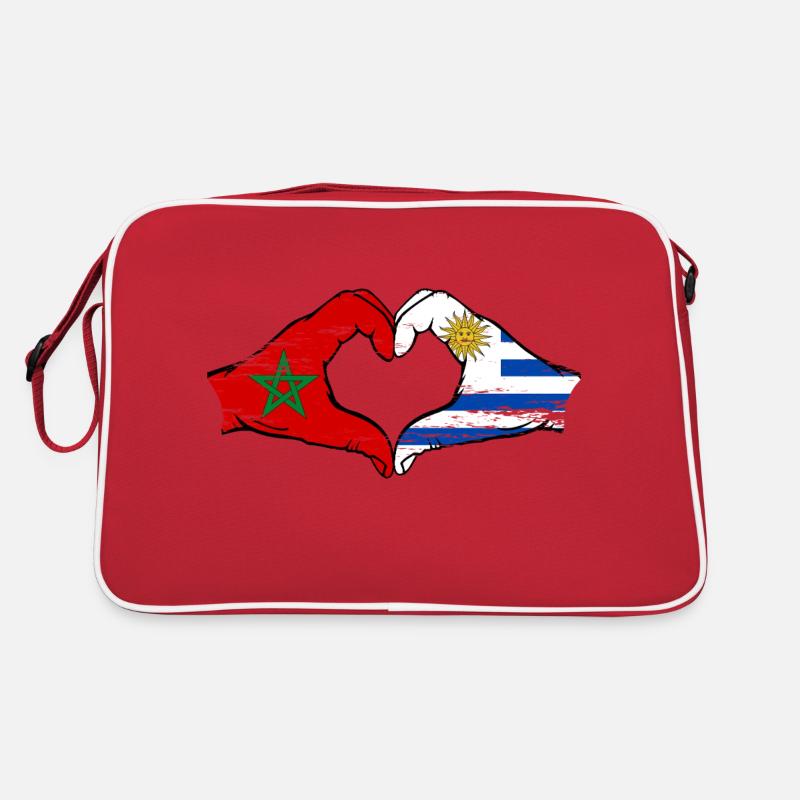 Morocco Uruguay flag hands heart shape used Retro Bag
