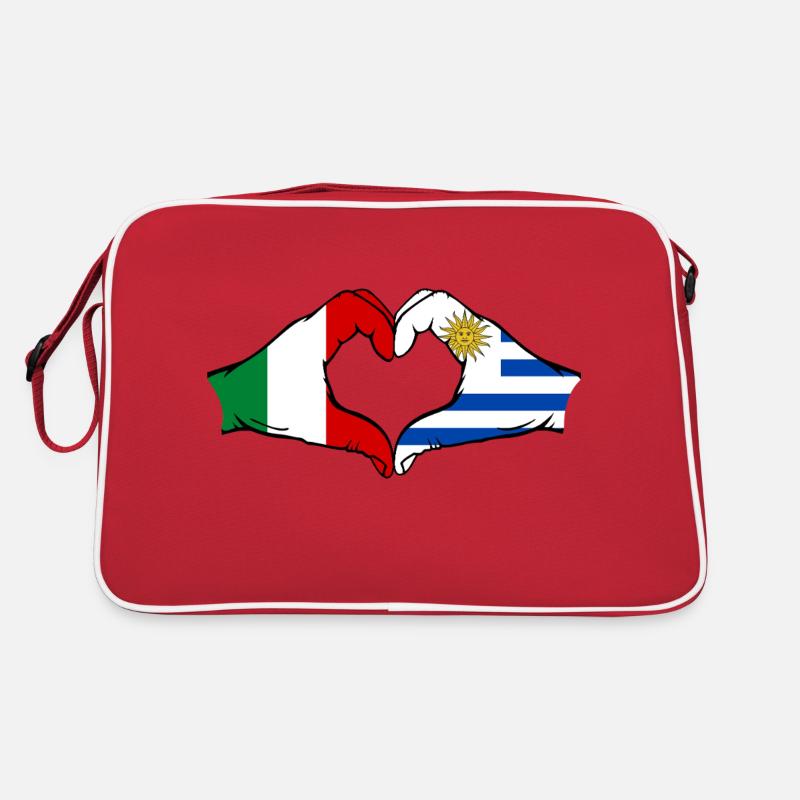 Italy Uruguay Flag Hands Heart Shape Retro Bag