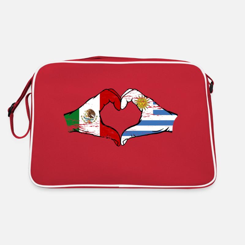 Mexique Uruguay drapeau mains forme de coeur utilisé Sac Retro