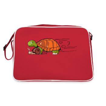escargot tortue course vitesse dessin humour - Sac Retro - rouge/blanc - Dos