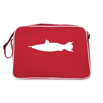 Fantasie Unterseeboot, Silhouette - Retro Tasche - Rot/Weiß - Hinten