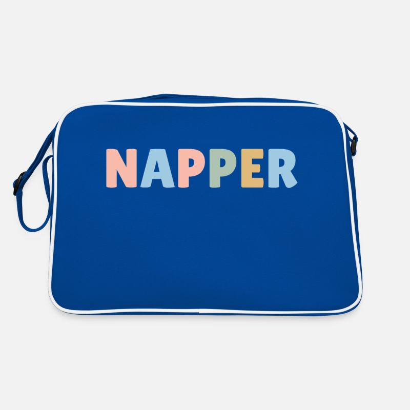 colourful nap slogan, gift for tired parents Retro Bag