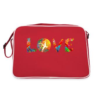 Frieden &; Liebe - Retro Tasche - Rot/Weiß - Hinten