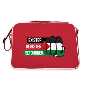 Poing_drapeau palestine_exister résister retourner - Sac Retro - rouge/blanc - Dos