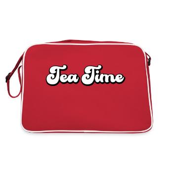 Tea Time Spruch - Retro Tasche - Rot/Weiß - Hinten