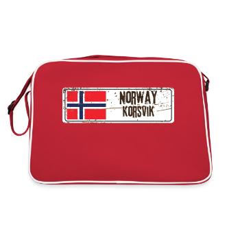 Korsvik Norwegen Flagge - Retro Tasche - Rot/Weiß - Hinten