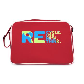ReCycle ReUse ReNew ReThink - Retro Bag - red/white - Back