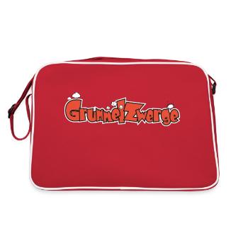Grummelzwerge Schriftzug - Retro Tasche - Rot/Weiß - Hinten