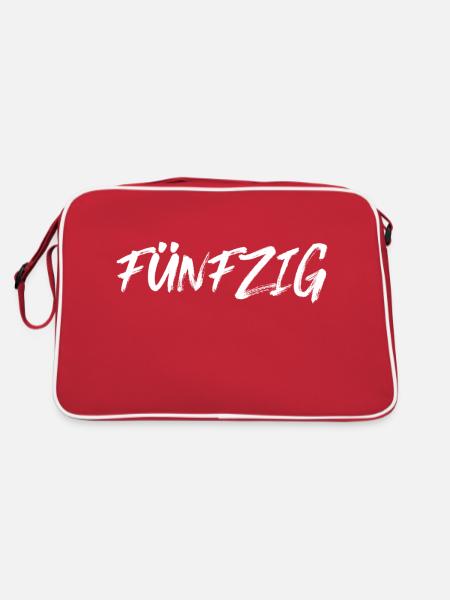 50 Jahre Geburtstag fünfzig - Retro Tasche - Rot/Weiß - Hinten