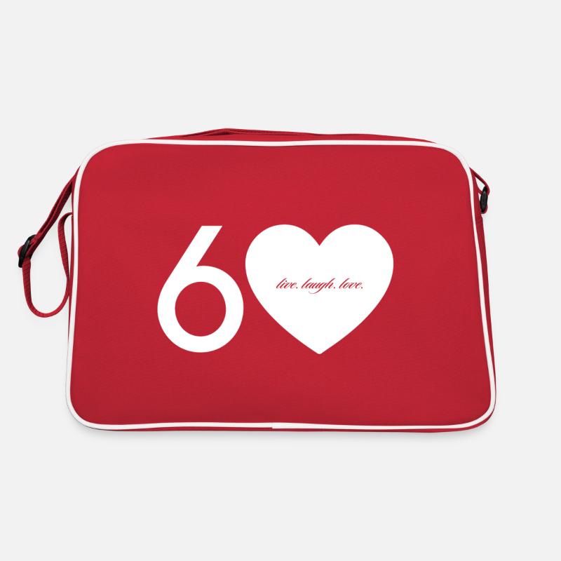 60 mit Herz - Retro Tasche - Rot/Weiß