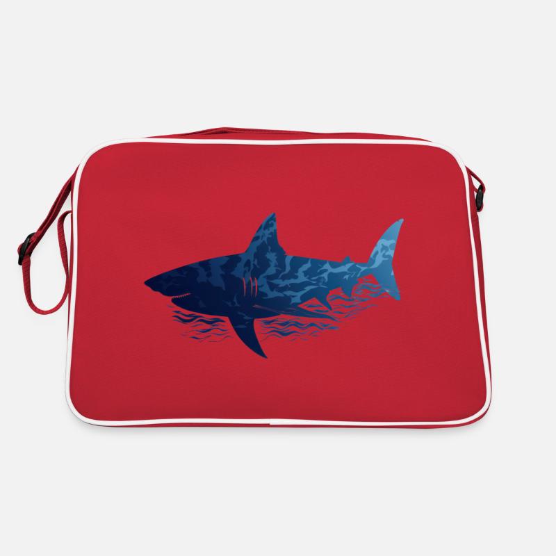 Requin Silhouette de requin - Sac Retro - rouge/blanc