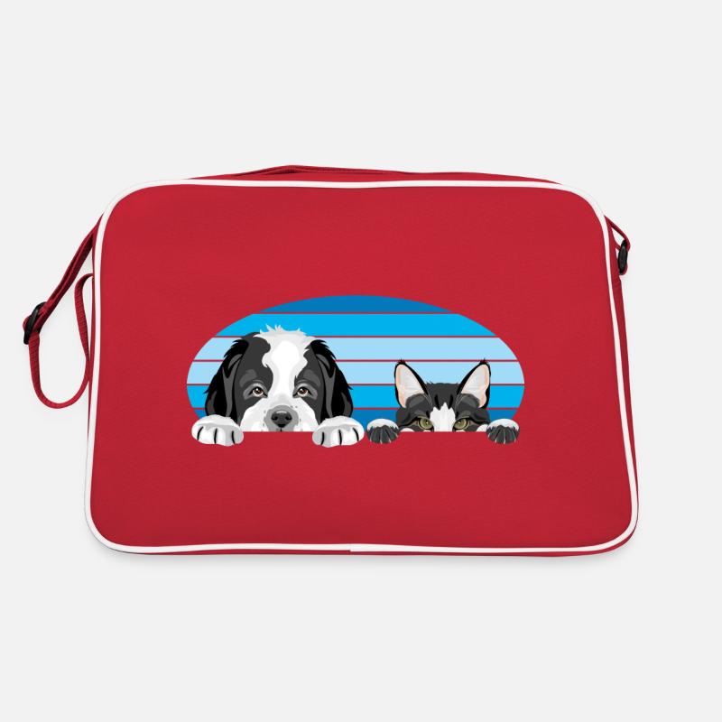 Peeping Saint Bernard chiot chien et chat mignon Sac Retro