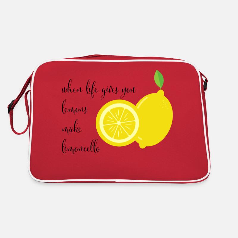 Spruch Limocello schwarz - Retro Tasche - Rot/Weiß