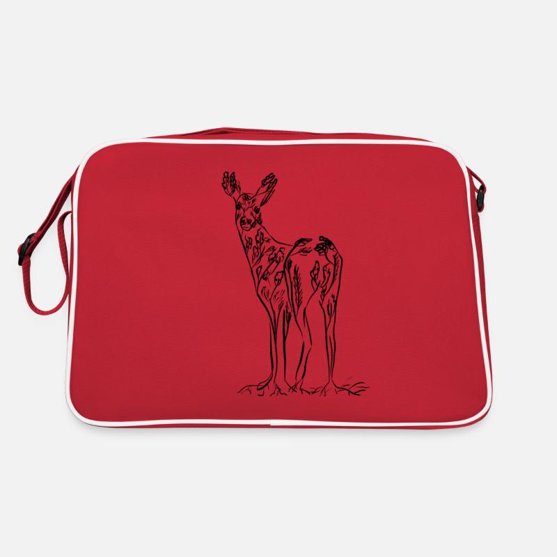 Acorn deer black - Retro Bag - red/white