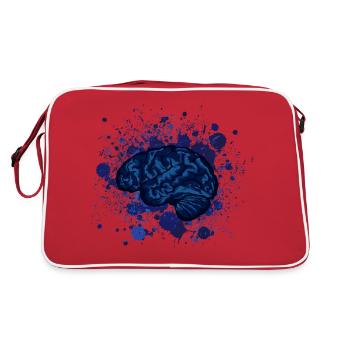 brain brains design fancy stain - Retro Bag - red/white - Back