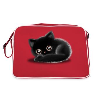 Black Cat 🐈 ⬛ - Retro Bag - red/white - Back