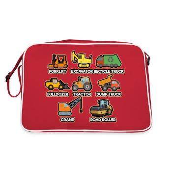 Excavator Construction Site Construction Worker Construction Truck I Gift - Retro Bag - red/white - Back