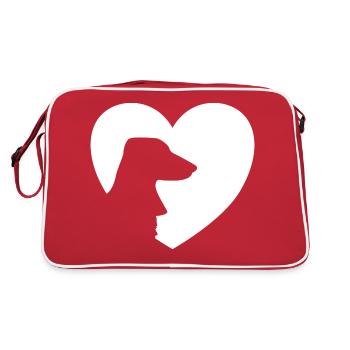 Dog heart I love dachshund dachshund heart gift - Retro Bag - red/white - Back