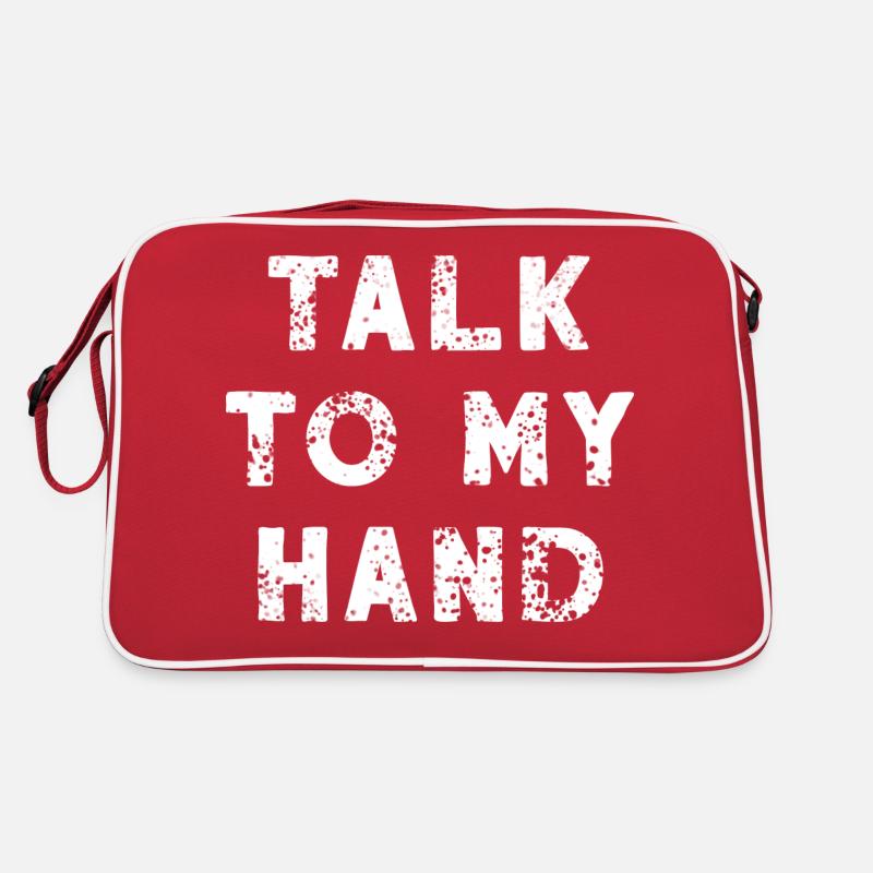 Sprich zu meiner Hand witzige Sprüche Geschenk - Retro Tasche - Rot/Weiß