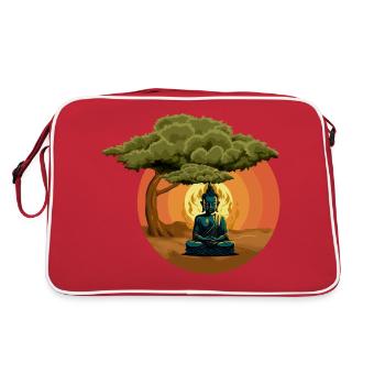 Buddha Monk Namaste Buddhism I Gift - Retro Bag - red/white - Back