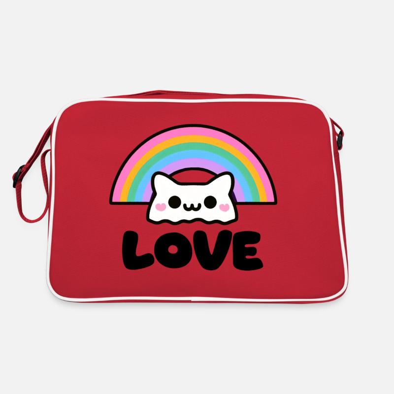 Pride Liebe Katze - Retro Tasche - Rot/Weiß