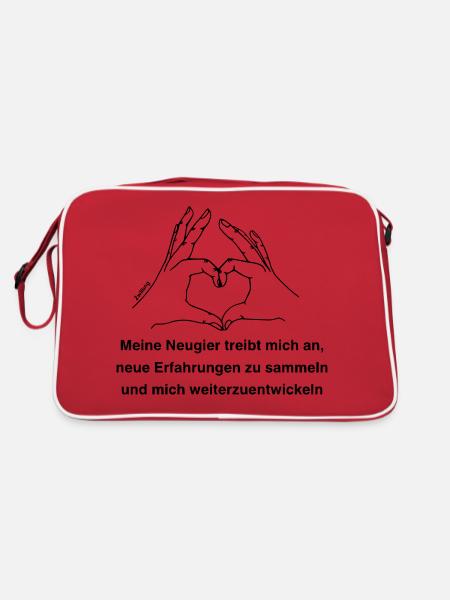 Sternzeichen Zwilling - Retro Tasche - Rot/Weiß - Hinten