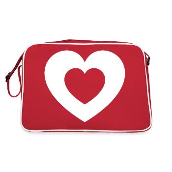 2 Herzen - Retro Tasche - Rot/Weiß - Hinten