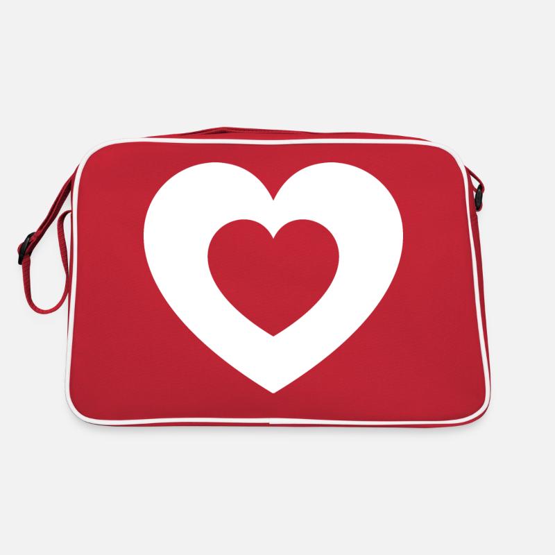 2 Herzen - Retro Tasche - Rot/Weiß